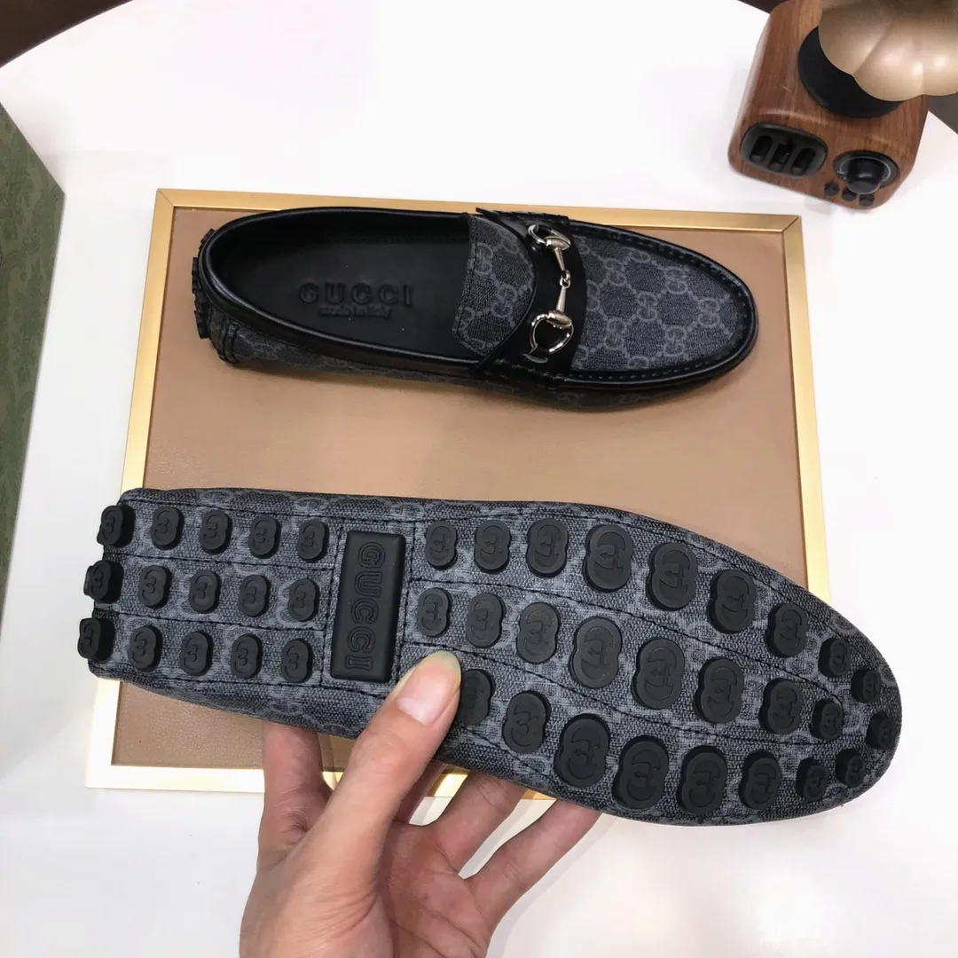 Men's Men's Shoes💰420💰[Gucci GUCCI] (High-end Niuli) New 🍀Gucci*-Gucci Peas Shoes! Made of imported original cowhide, the inner top layer is comfortable cowhide lining! Original wear-resistant rubber outsole! High quality products! Code number 38-44!